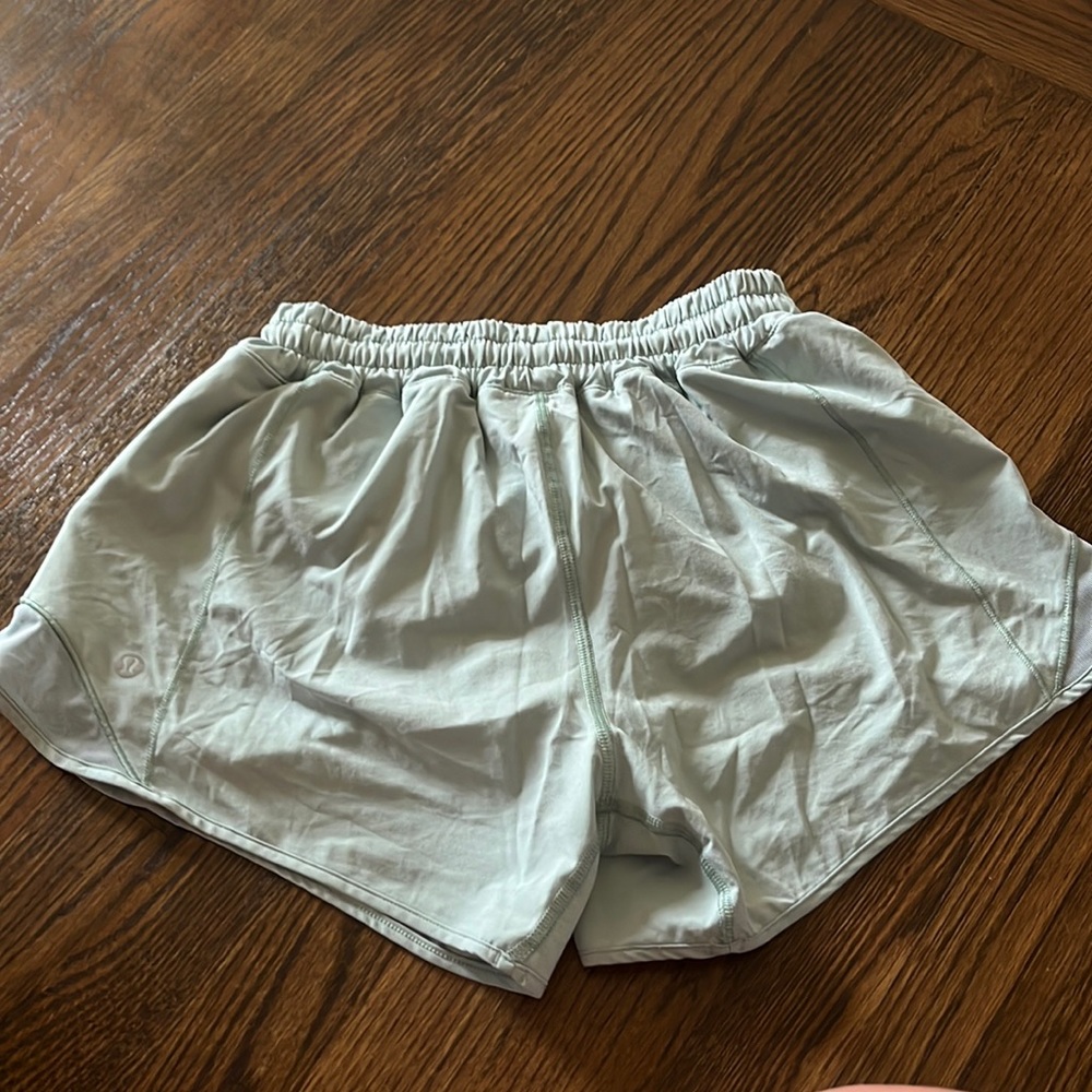 barely worn 4 inch turquoise lululemon hotty hot shorts size 4